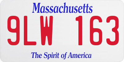 MA license plate 9LW163