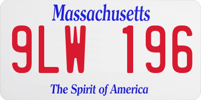 MA license plate 9LW196