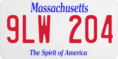 MA license plate 9LW204