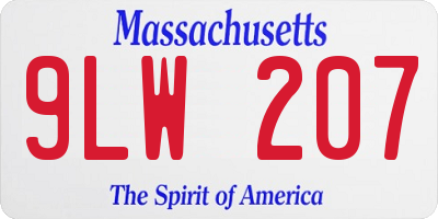 MA license plate 9LW207