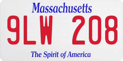 MA license plate 9LW208