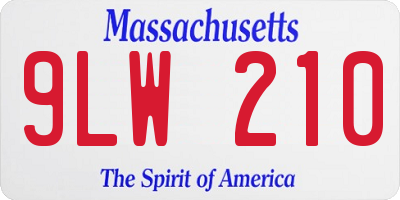 MA license plate 9LW210