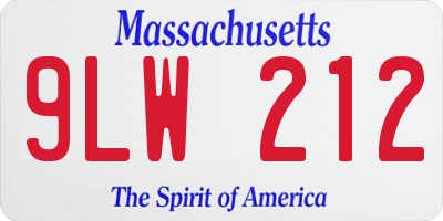 MA license plate 9LW212