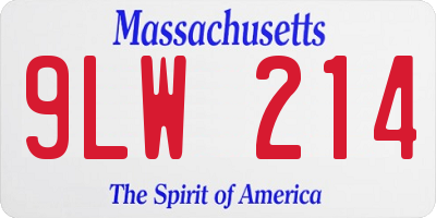 MA license plate 9LW214