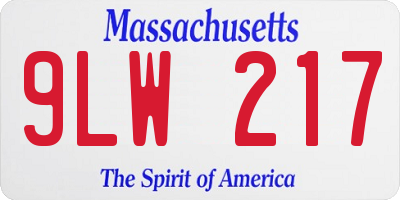 MA license plate 9LW217