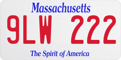 MA license plate 9LW222
