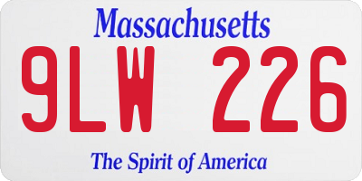 MA license plate 9LW226
