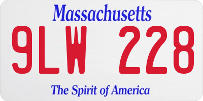 MA license plate 9LW228