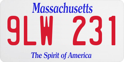 MA license plate 9LW231