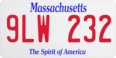 MA license plate 9LW232