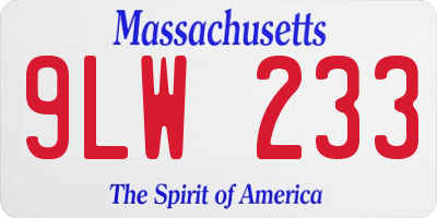 MA license plate 9LW233