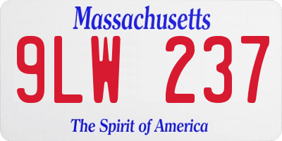 MA license plate 9LW237