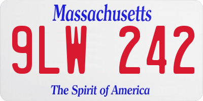 MA license plate 9LW242