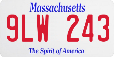 MA license plate 9LW243