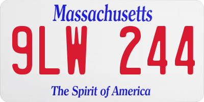 MA license plate 9LW244