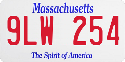 MA license plate 9LW254