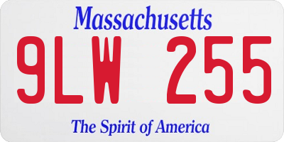 MA license plate 9LW255