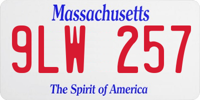 MA license plate 9LW257