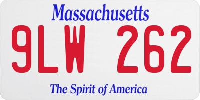 MA license plate 9LW262