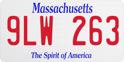 MA license plate 9LW263