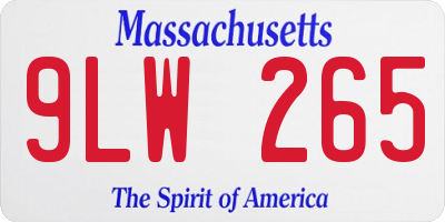 MA license plate 9LW265