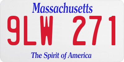 MA license plate 9LW271