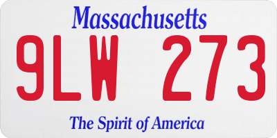 MA license plate 9LW273
