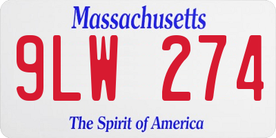 MA license plate 9LW274