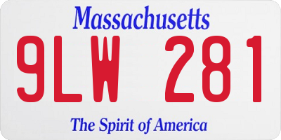 MA license plate 9LW281