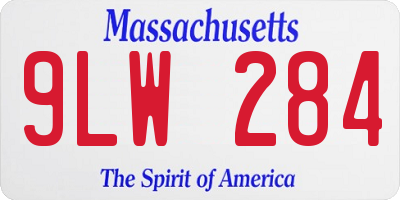MA license plate 9LW284
