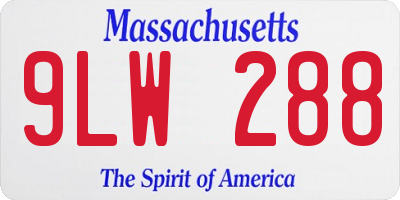 MA license plate 9LW288