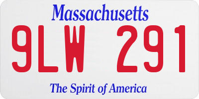 MA license plate 9LW291