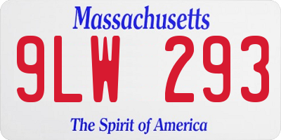 MA license plate 9LW293