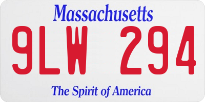 MA license plate 9LW294