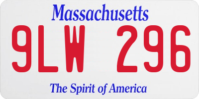 MA license plate 9LW296