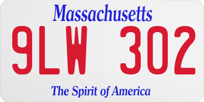 MA license plate 9LW302