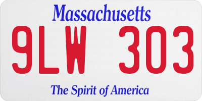 MA license plate 9LW303