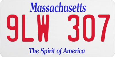 MA license plate 9LW307