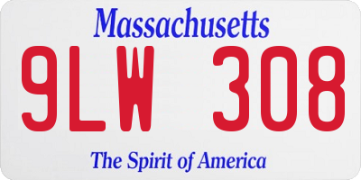 MA license plate 9LW308