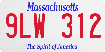 MA license plate 9LW312