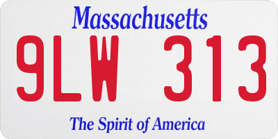 MA license plate 9LW313