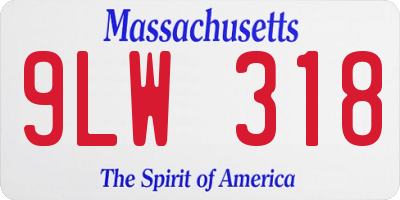 MA license plate 9LW318