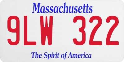 MA license plate 9LW322