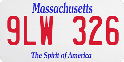 MA license plate 9LW326