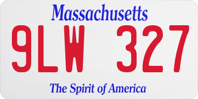MA license plate 9LW327
