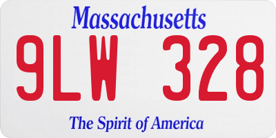 MA license plate 9LW328