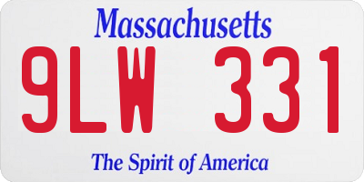 MA license plate 9LW331