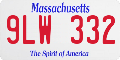 MA license plate 9LW332