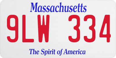 MA license plate 9LW334