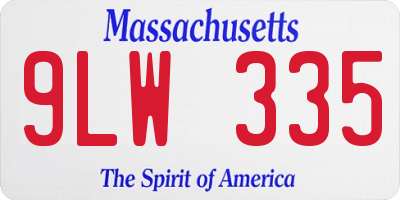 MA license plate 9LW335